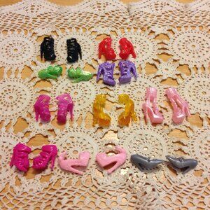 Bundle of 10 doll shoe pairs for Barbie or similar dolls